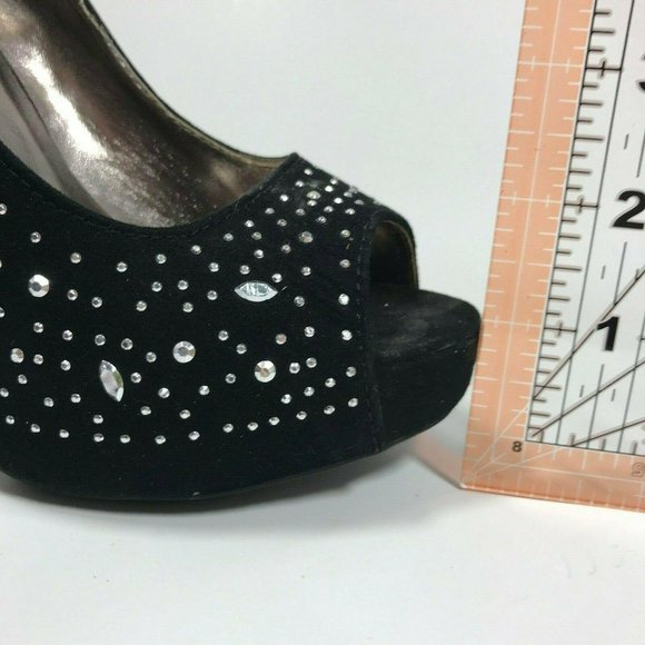 Bongo Fame sz 6 stiletto metallic studs black sued - Picture 12 of 12